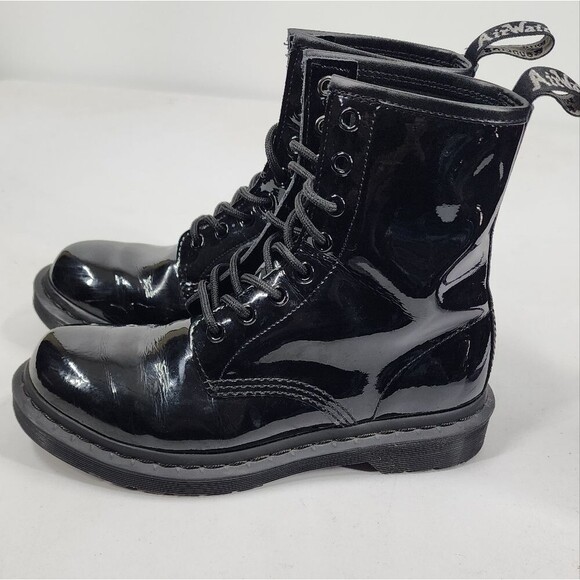 Dr. Martens 1460 Mono Black Patent Leather Combat Boots 7 - Picture 5 of 9